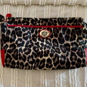 Coach 49521 Park Ocelot Print large clutch toiletry handbag, leopard.